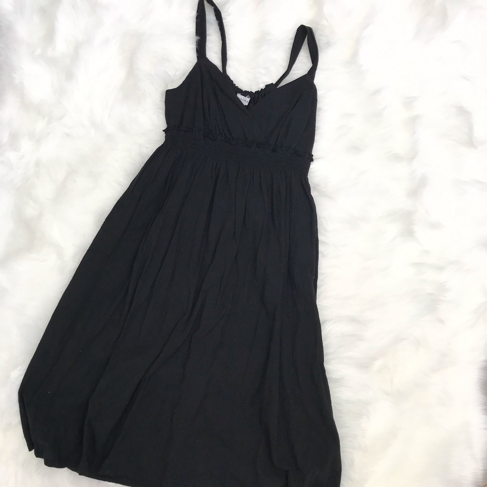 Merona Black Embroidered Floral Stitching Dress Sm